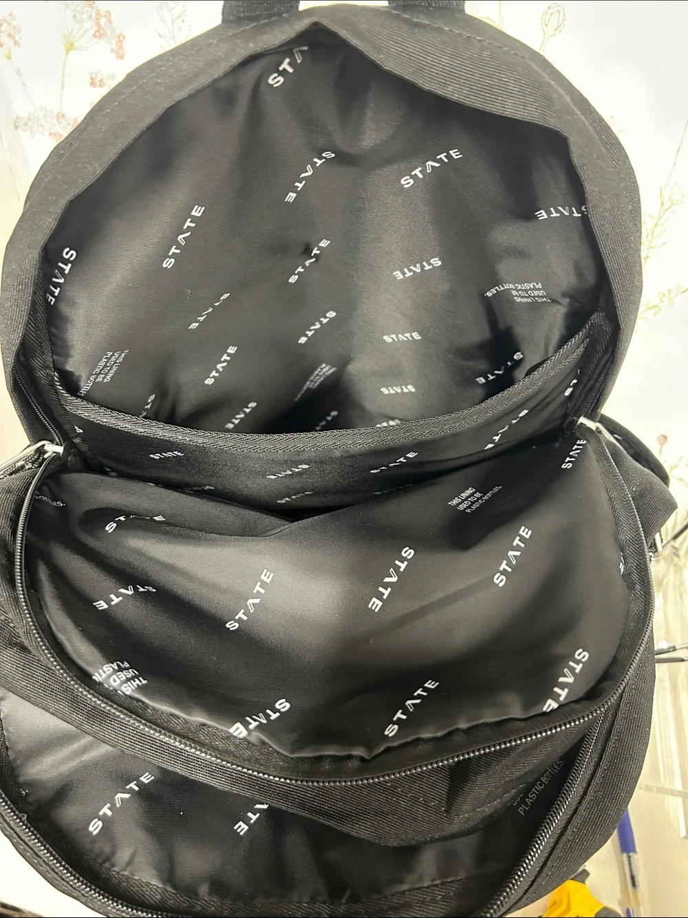 STATE REED Black Backpack with Red Accent